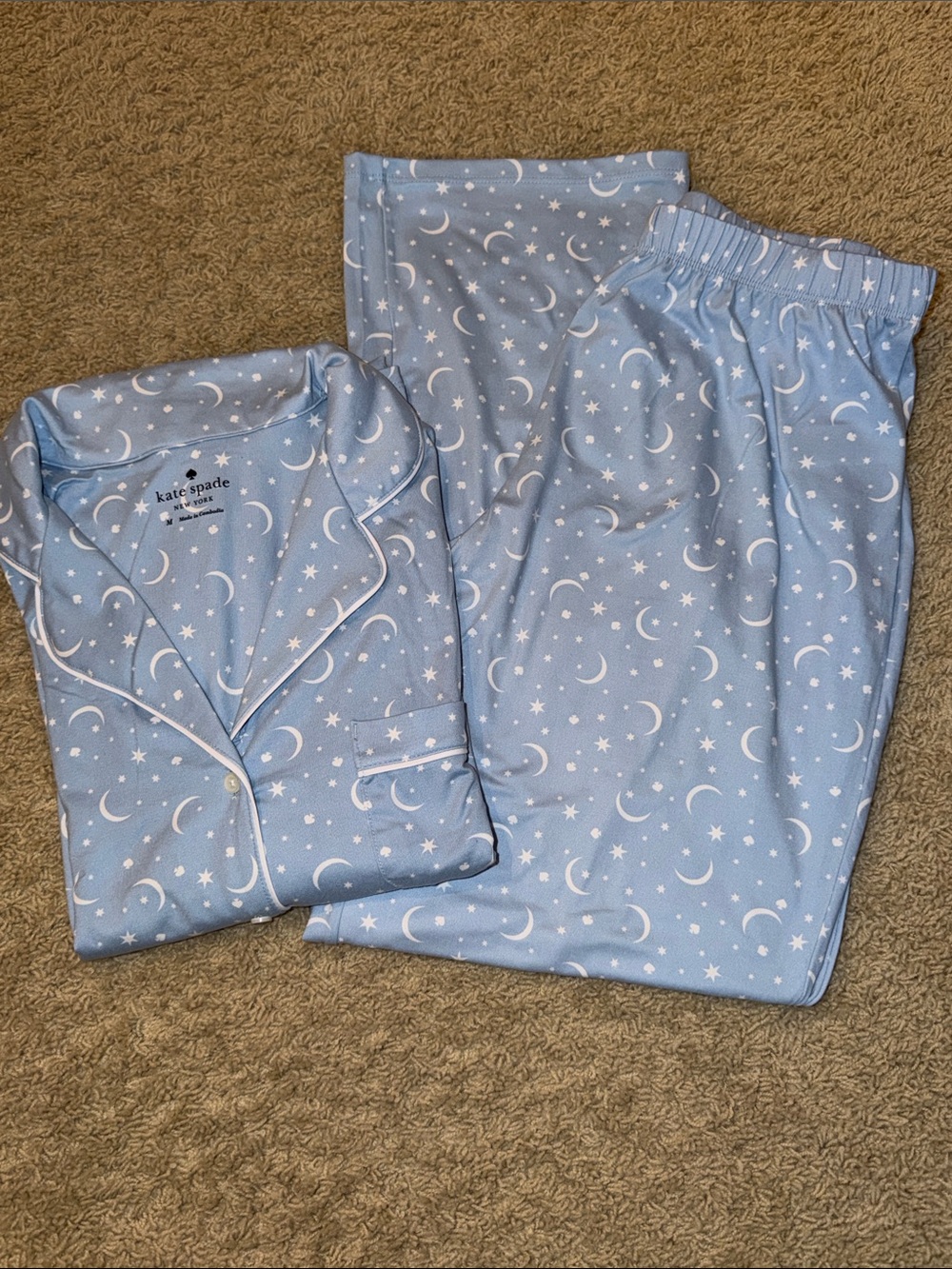 kate spade Light Blue Moon & Star Pajama Set